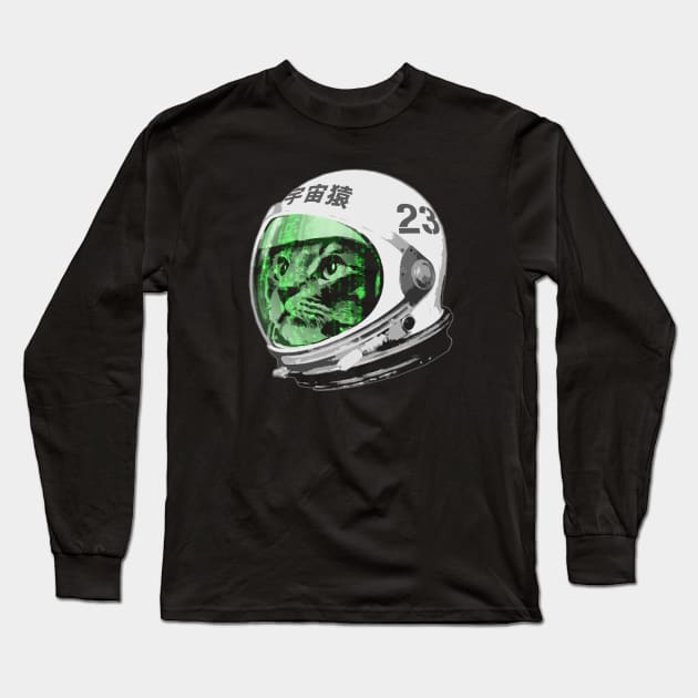 Astronaut Space Cat (green screen version) Long Sleeve T-Shirt by robotface